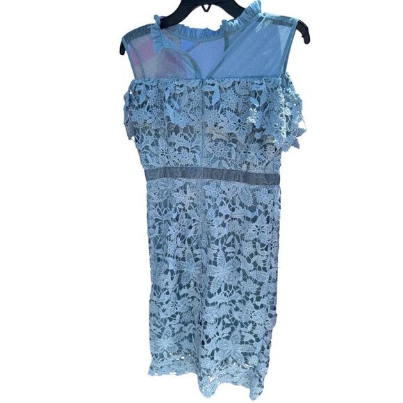 Women's Blue Lace Peplum Mini Dress Size M Party Cocktail - Picture 5 of 5